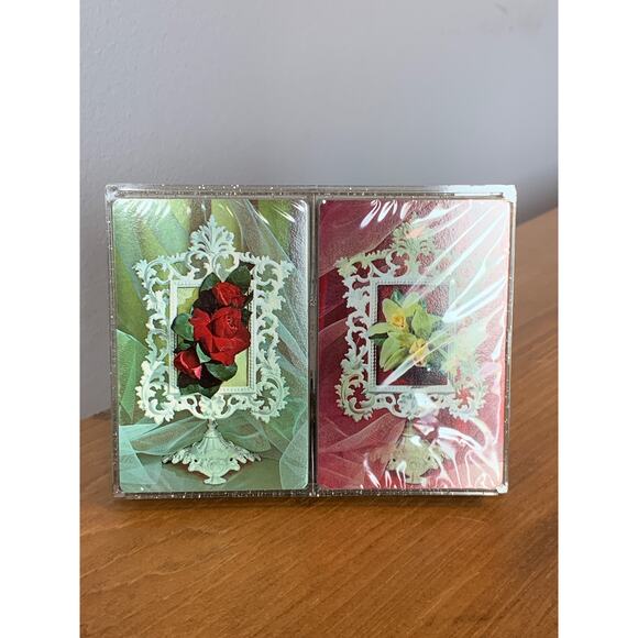 Kent Plastic-Coated Nu-Vue Vtg Playing Cards 2 Decks SEALED USA Velvet Corsages - Picture 3 of 7